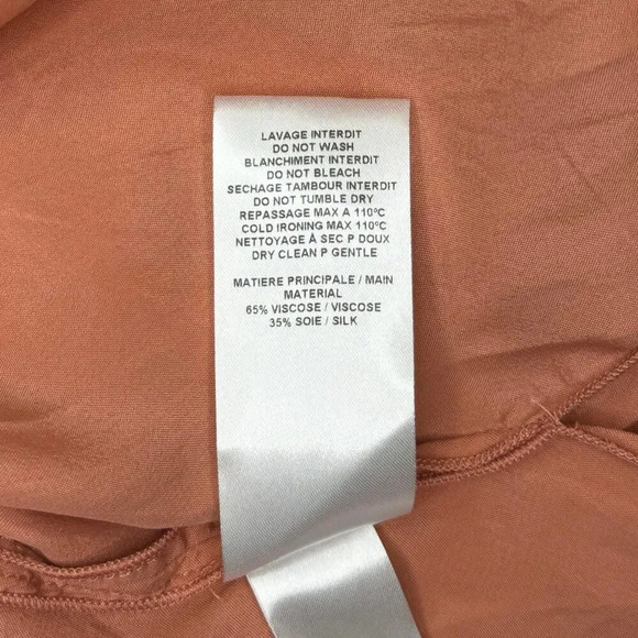 See By Chloe Silk Blend Long Balloon Sleeve Ruffle Blouse in Past Rose Size 6 - Picture 12 of 13